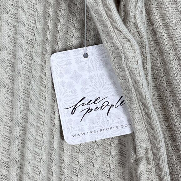 Free People Juicy Long Sleeves Top Sz XS Stone Cold Beige Oversized Split Back - Picture 5 of 8